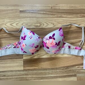 PINK Victoria's Secret Nude & Floral Push-Up Bra 34C